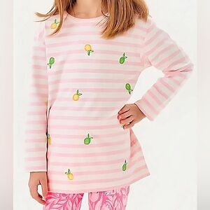 Lilly Pulitzer Pink & White Striped Lemon Print Sweatshirt Tunic